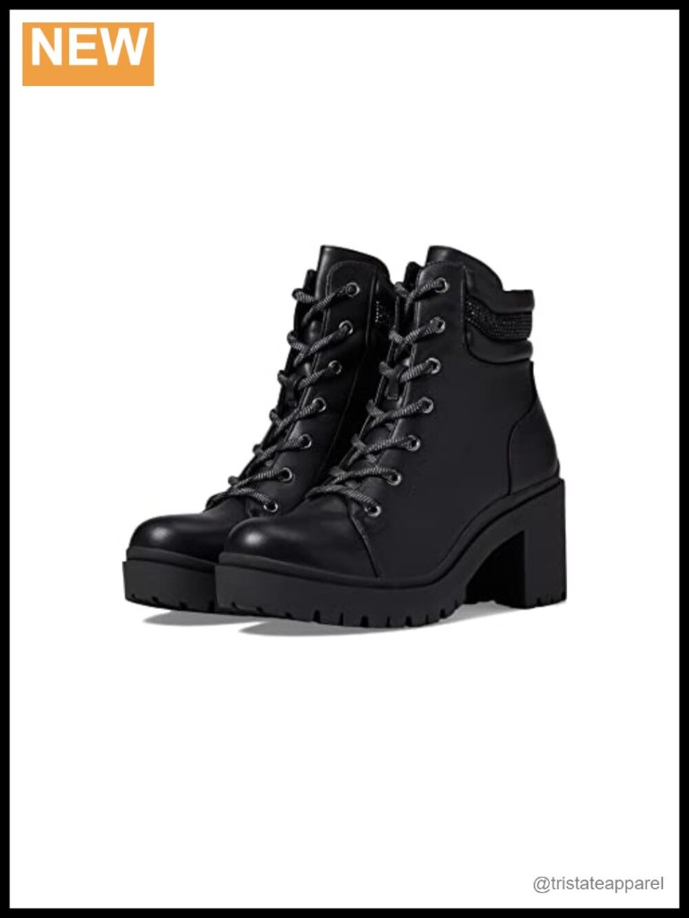 Nine West Quona Leather Lace-Up Ankle Boots with Block Heel